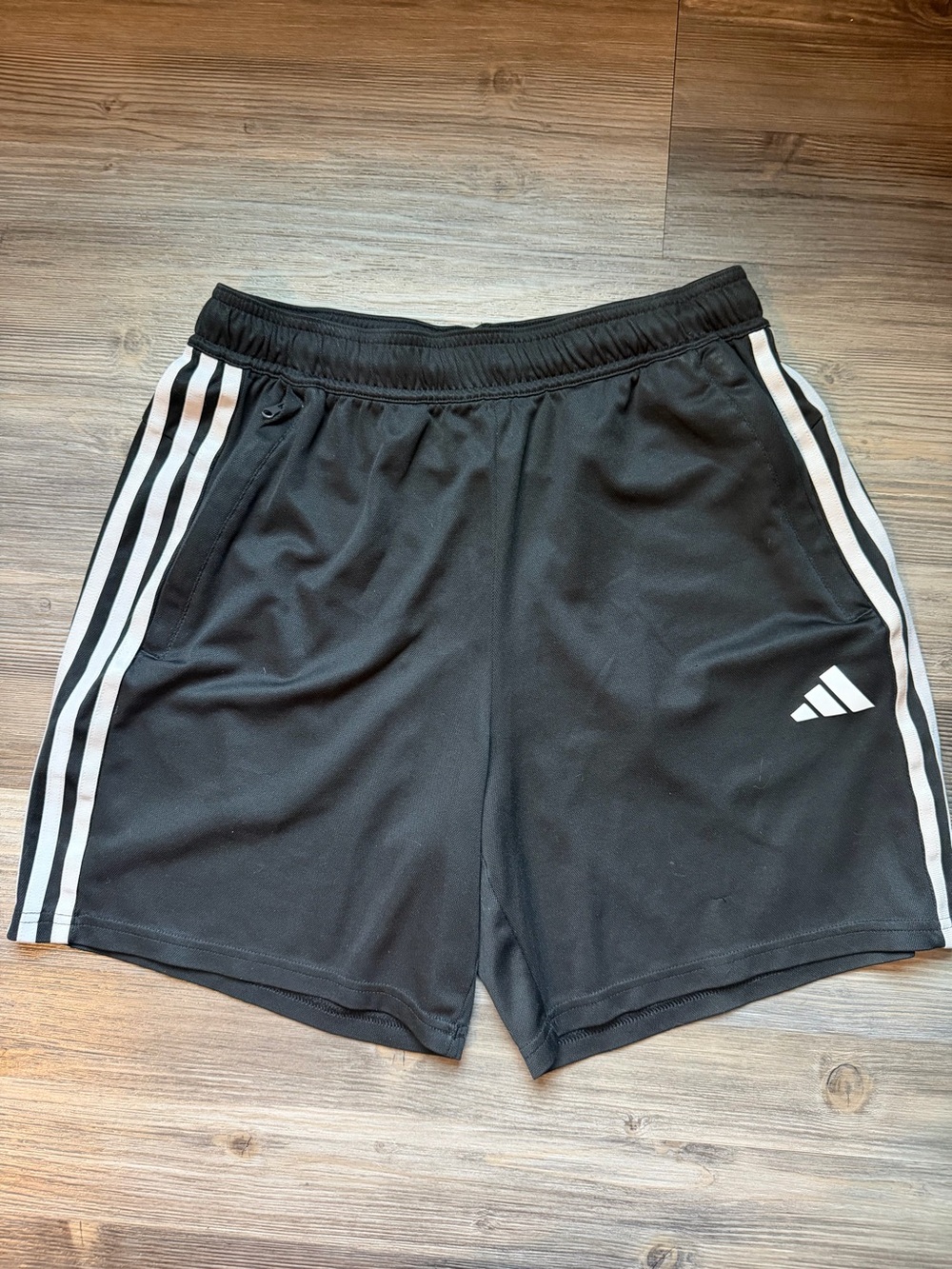 adidas Men’s Black Athletic Shorts with White Side Stripes